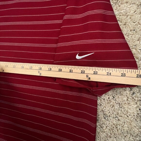 Nike Golf Fitdry Mens Polo Large Red White Striped Short Sleeve Shirt Polyester - Picture 5 of 11